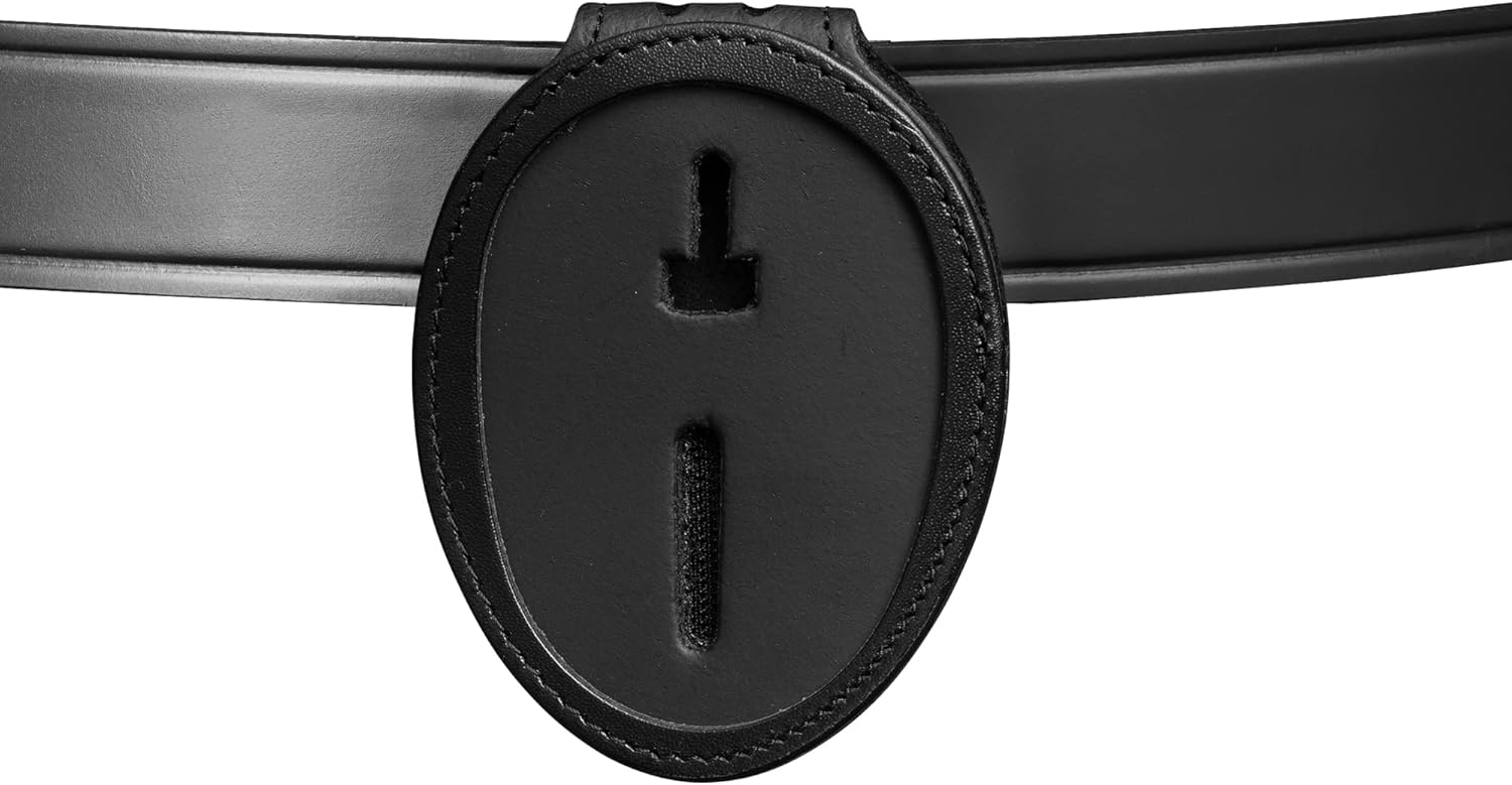 Shield Wallets Austin Texas Police Belt Badge Holder with Neck Chain Black Leather (Cutout #603)