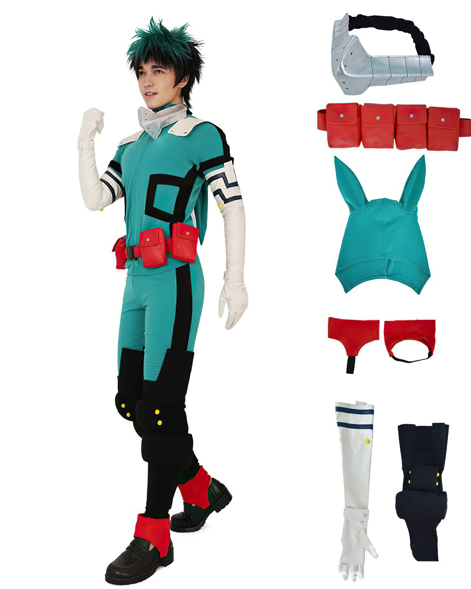 My Hero Academia - Conjunto de disfraz de cosplay Midoriya Izuku para cosplay de dibujos animados para Halloween para niños y adultos
