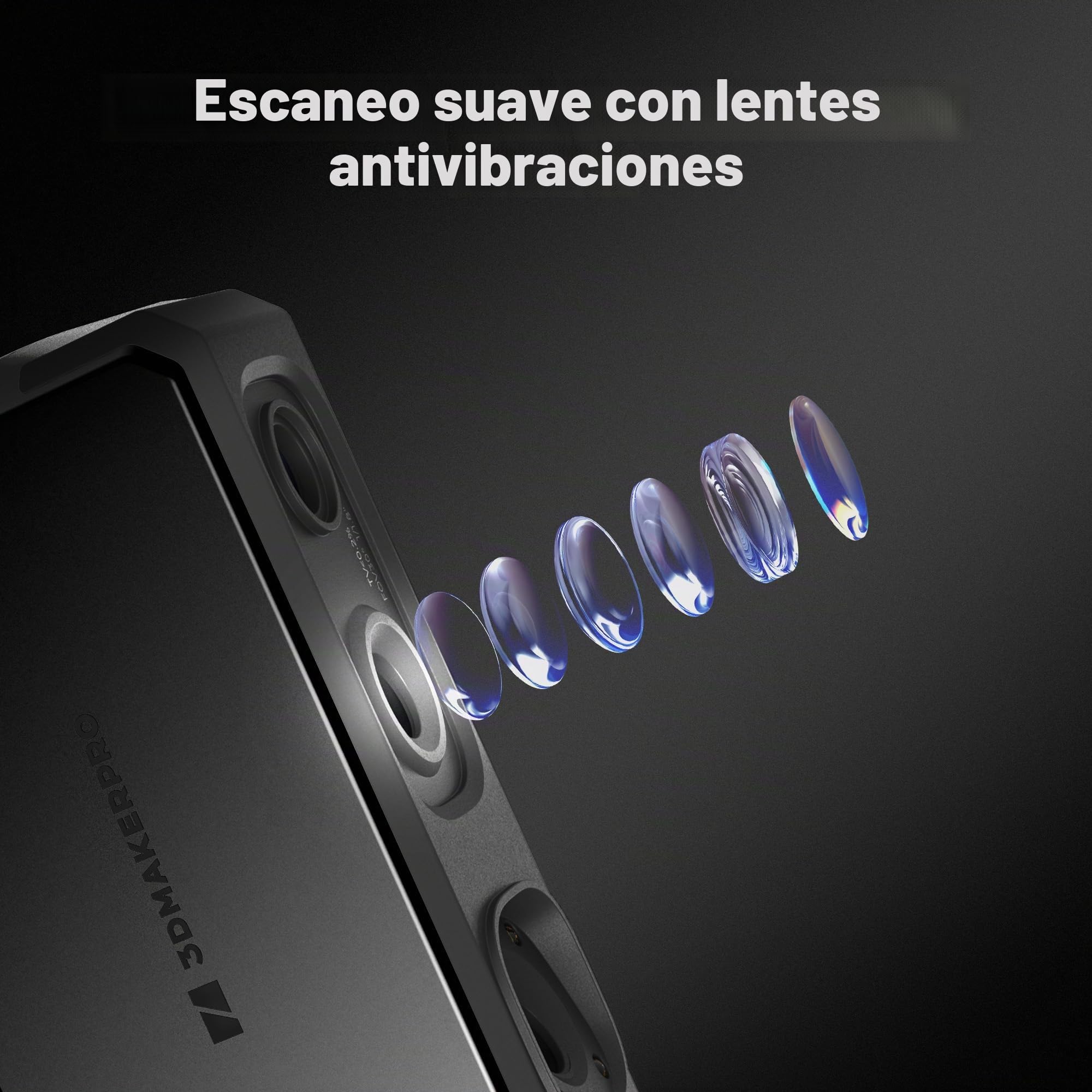 Escáner 3D portátil 3DMakerpro Seal Lite para impresora 3D, alta precisión detallada de 0,02 mm, velocidad de escaneo de 10 fps ultrarrápida con lentes antivibración, kit premium