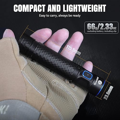 Miniatura 6 de Brinyte Linterna LED recargable E18 con base magnética para iluminación manos libres, 1200 lúmenes, luz de bolsillo EDC compacta y brillante, IP68