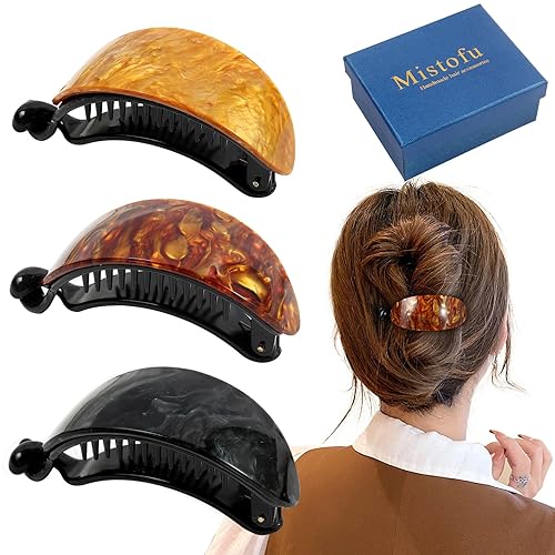 Mistofu 3 pinzas para el cabello curvadas francesas para mujer, antideslizantes, agarre fuerte, agarre cómodo, accesorio de belleza para niñas,