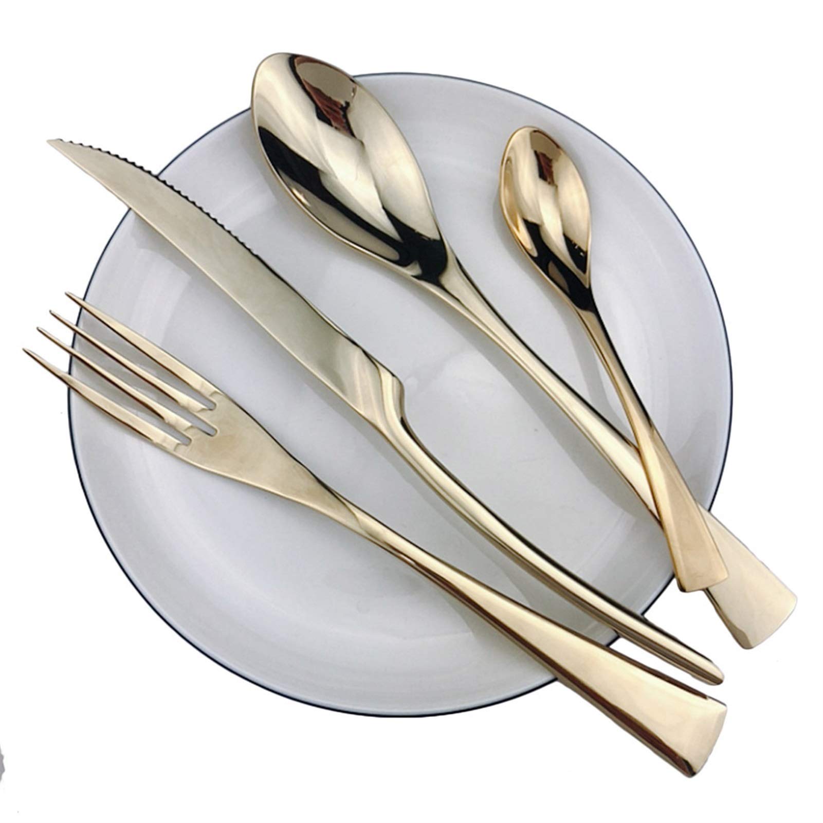 Couverts 18/10 champagne et couteaux à steak pour service de table chic