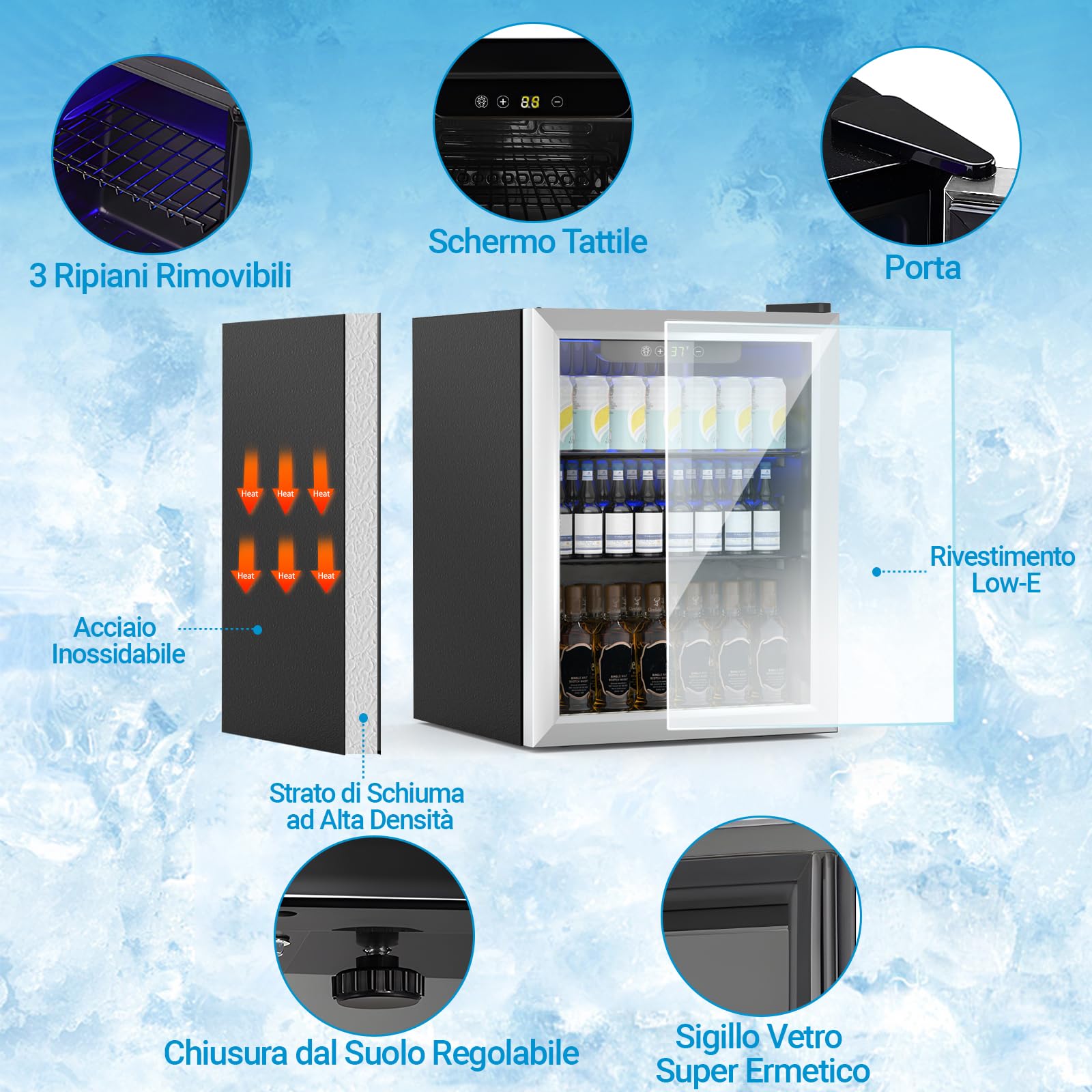 Mini Refrigeratore 50L Freestanding con Schermata Digitale - Dettaglio