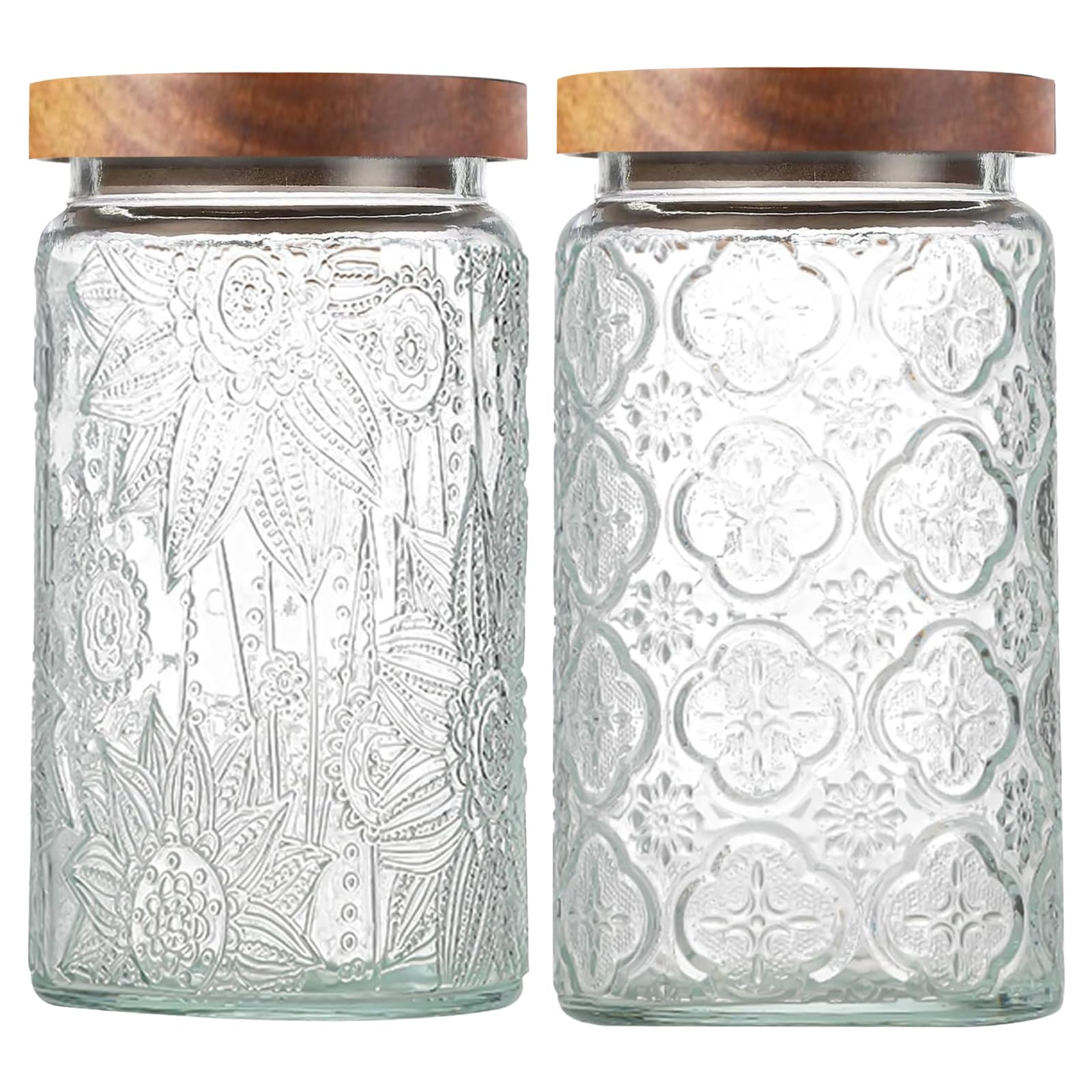 Photo 1 of LYXFZQ 2-Pack 34 oz Vintage Glass Storage Jars with Bamboo Lids