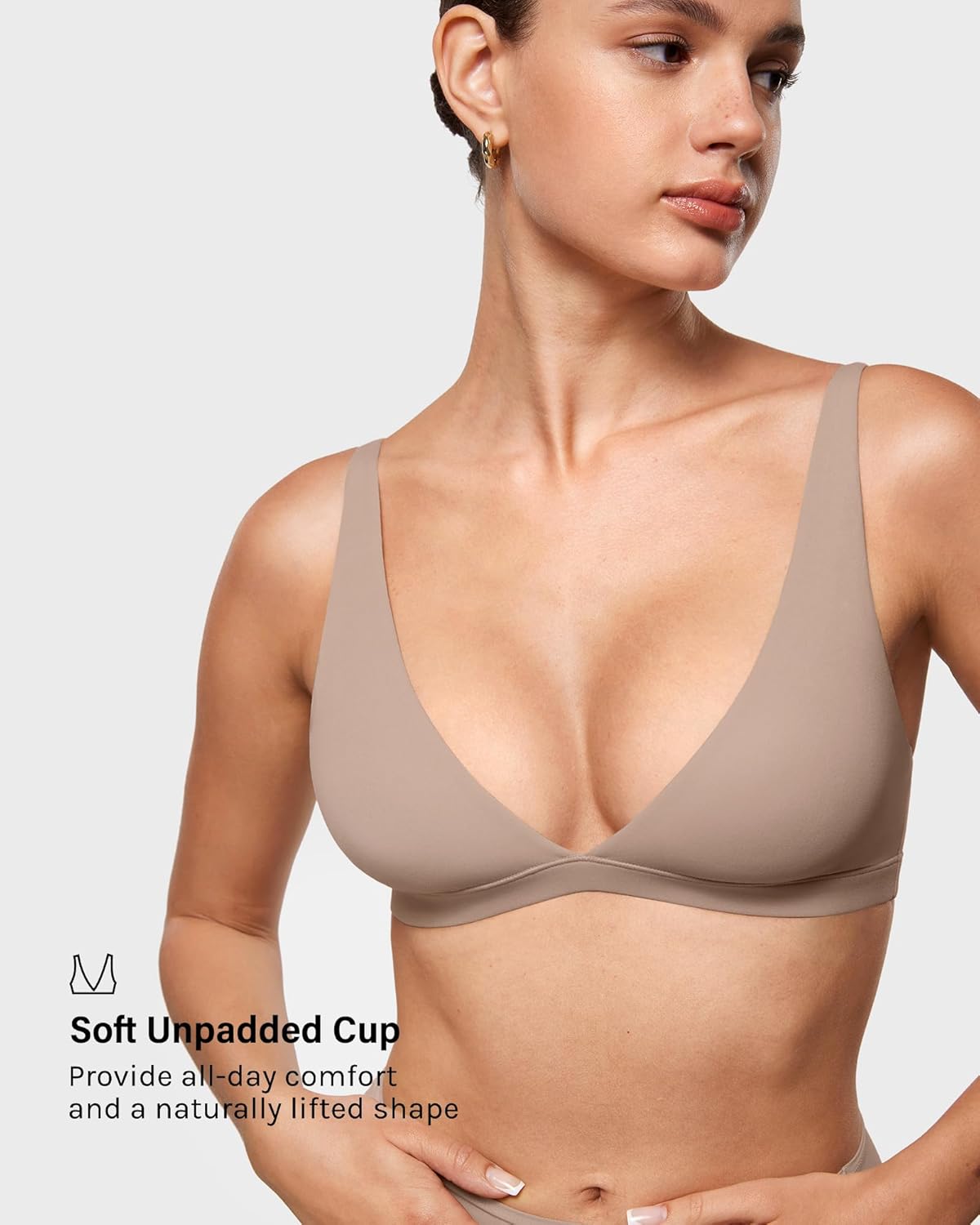 INLYRIC Women's Inbarely Soft Plunge Bralette - Deep V Unlined Triangle No Padding No Underwire Sexy Comfort Sleep Bra - Image 2