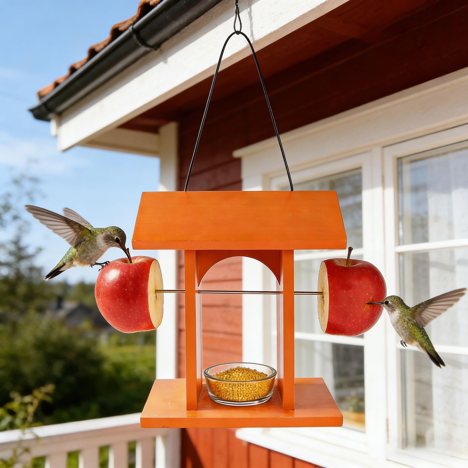 Mangiatoie per Uccelli da Esterno Stazione di Alimentazione con Tetto | Mangiatoia in Legno per Uccelli da Esterno per Osservazione in Giardino Balcone Esterno per Adulti Anziani e Decor