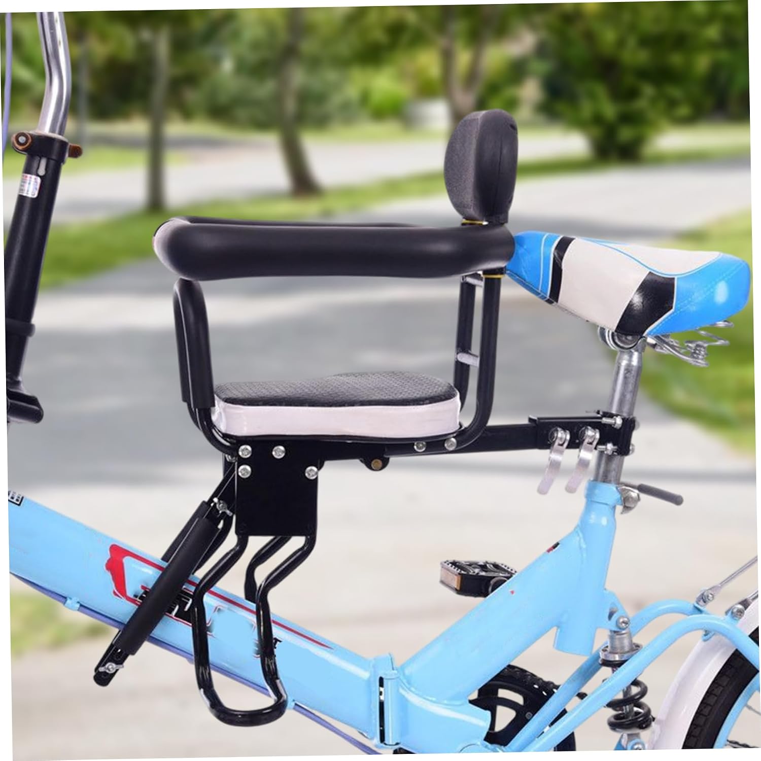 Bike Seat for Kids Front Mounted Toddler Bike Seat Easy to Install with Back Rest, Foot Pedal, Quick Realease Attachment for Children 2-5 Years, Style2, Child Seats