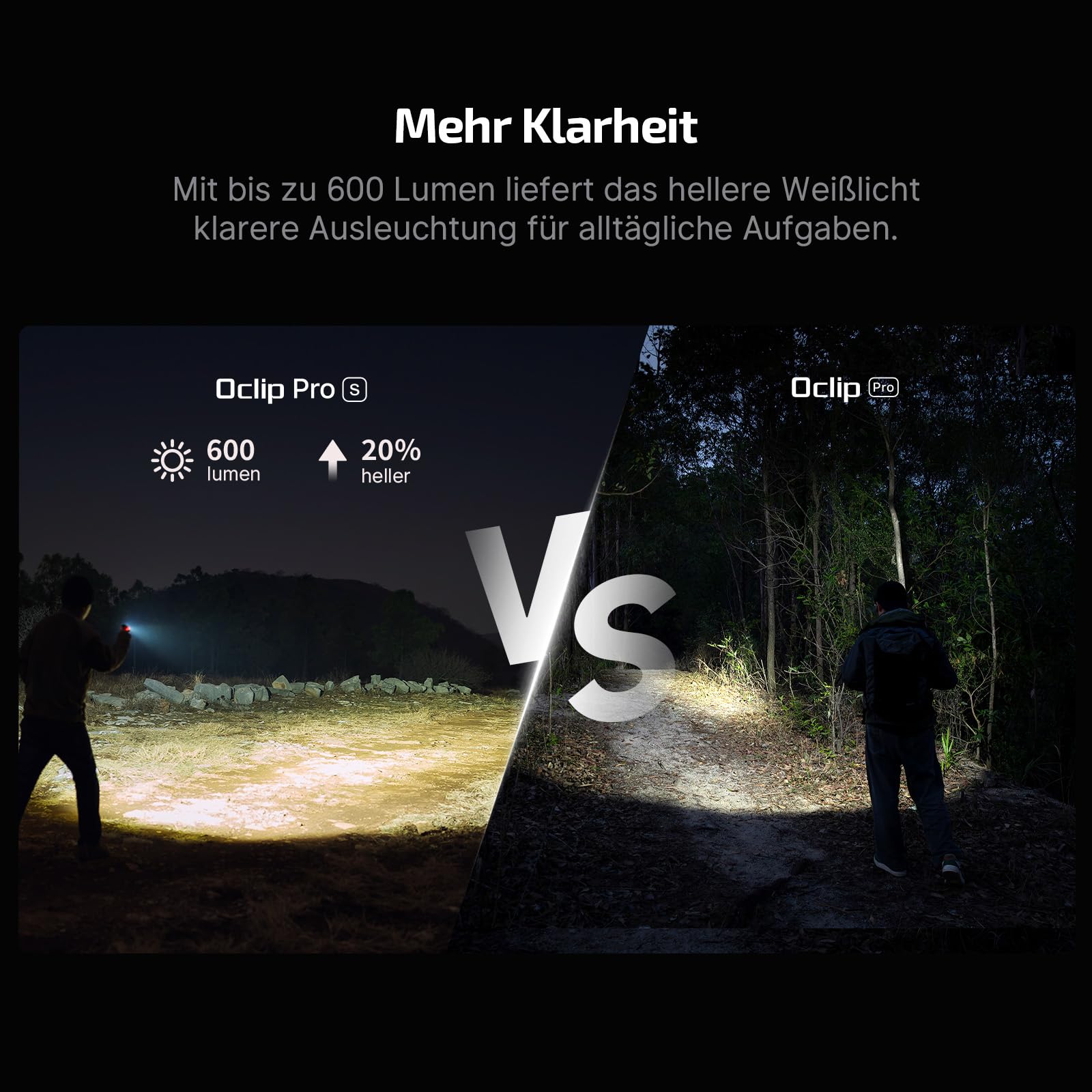 OLIGHT Oclip Pro S 5-in-1 LED Taschenlampe 600 Lumen USB-C wiederaufladbar IPX6 Clip Lampe Orange