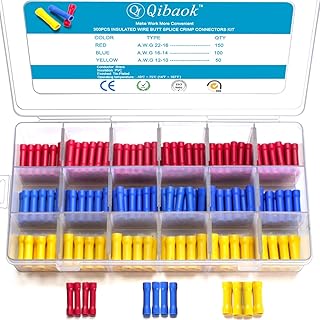 300 PCS Butt Splice Crimp Connectors Insulated Electrical Straight Wire Terminal Connectors 10-22AWG