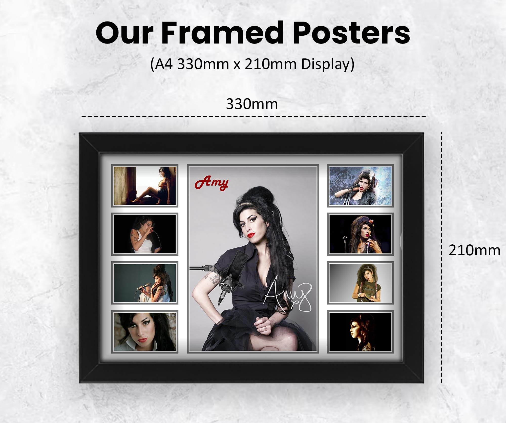 Poster con stampa autografata di Amy Winehouse, edizione limitata, idea regalo per i fan, memorabilia da collezione (nero, A3 (30 x 40 cm), senza cornice)