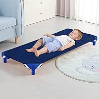 Biloban Navy Microfiber Daycare Cot Sheet - Breathable Fitted Preschool Nap Sheet, 23x51 Inch for Boys & Girls