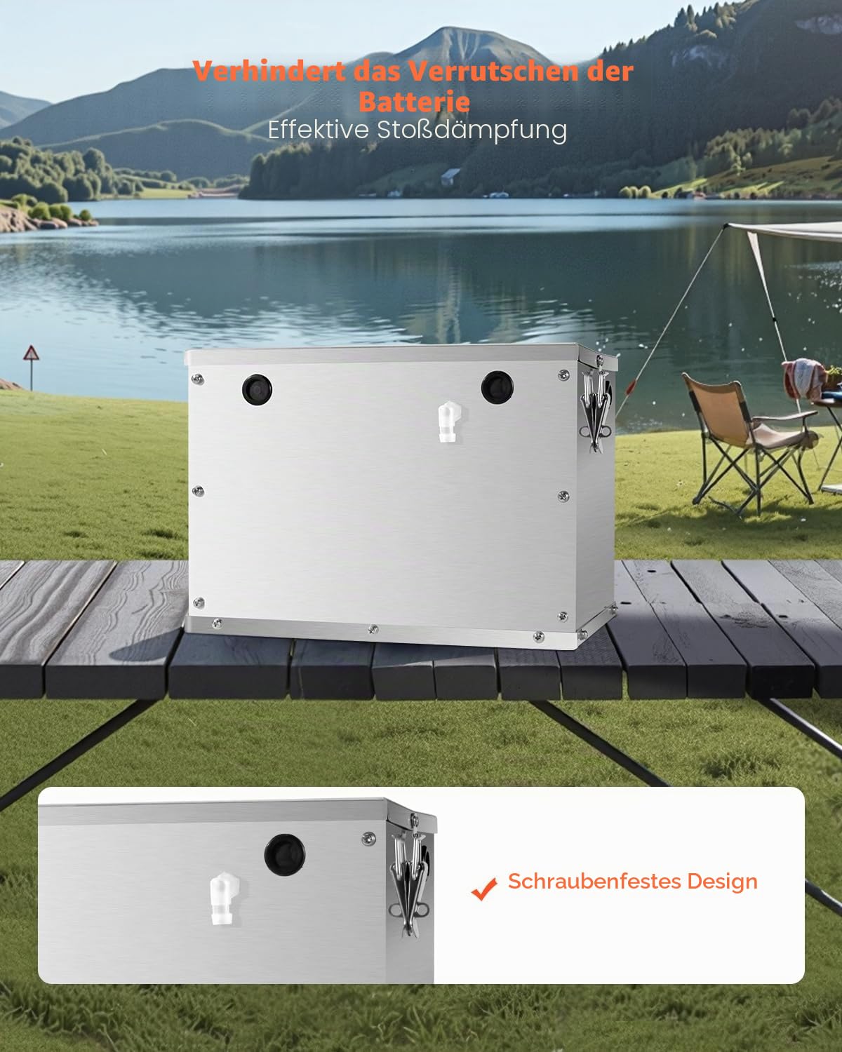 VEVOR Batteriekasten, Gruppe 24/31, Batteriebox für Schiffsbatterien mit Griffen & Kabellöchern mit Gummitülle, Gehäuse aus Aluminiumlegierung, geeignet für Offroad-Rennwagen & LKWs
