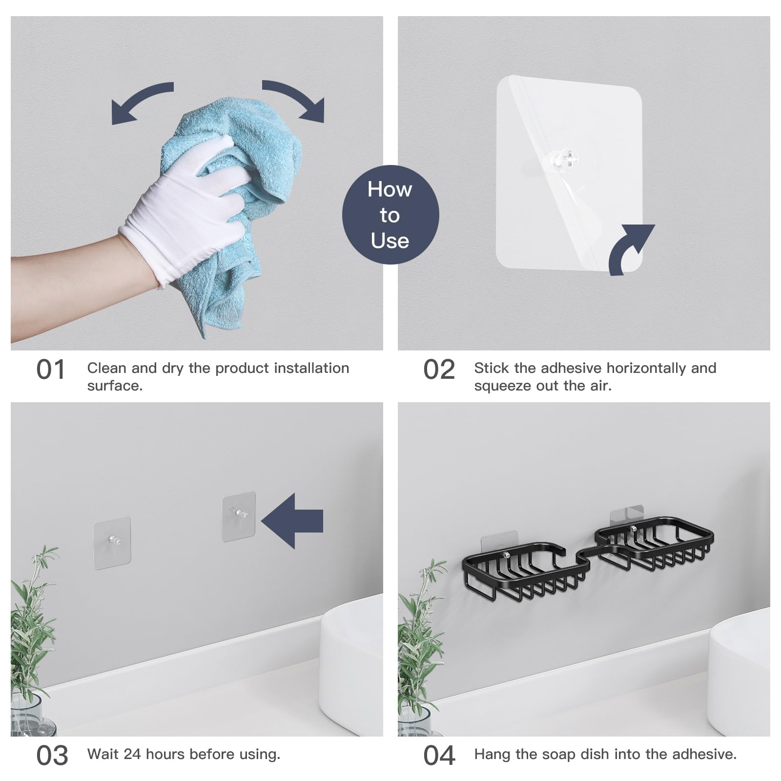 Soap Dish Holder for Shower, Adhesive Tape On Back, Accessory