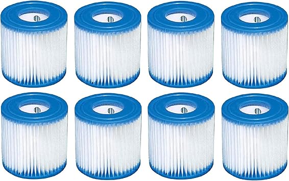 INTEX 29007E Type H Pool Filter Cartridge For INTEX Filter Pumps Easy-To-Clean Dacron Paper Efficient Filtration 8 Pack