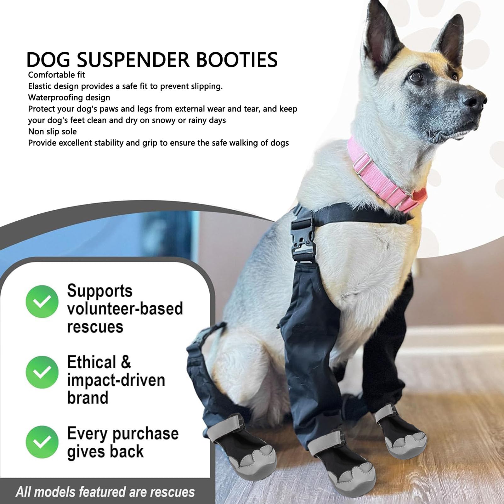 Chaussons à Bretelles pour Chien, Bottes de Neige Imperméables, Antidérapantes et Anti-saleté pour Chien, Bottes de Randonnée pour avec Sangle élastique Réglable pour l'hiver, Marche en (2:S)
