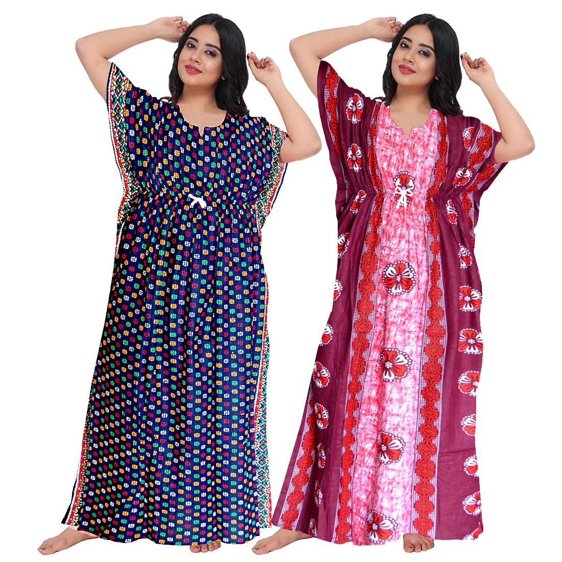 Women's Pure Cotton Nightwear Casual Nighty (FASHION-1084 L) Red-image-41