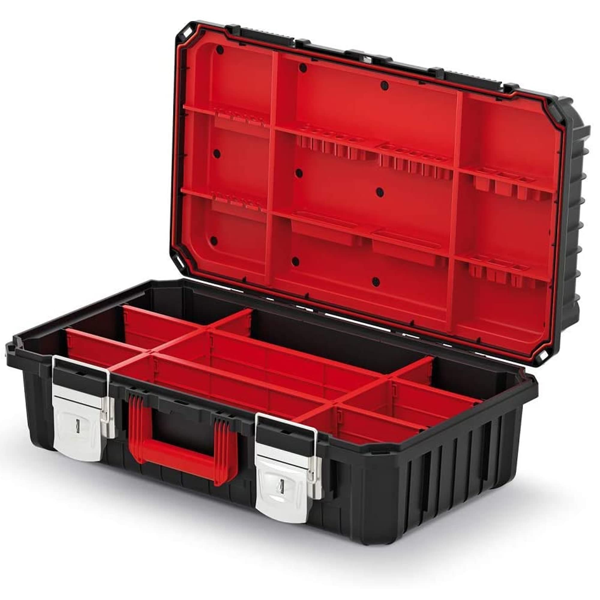 Caja de herramientas profesional de plástico, con mango cómodo, 585 x 360 x 217 mm, capacidad de carga hasta 30 kg.