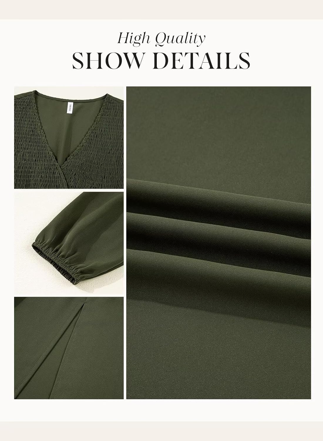 Dokotoo Fall Dresses for Women 2025 Long Sleeve V Neck Smocked Empire Waist Ruffle Tiered Casual Split Maxi Dress - Image 5