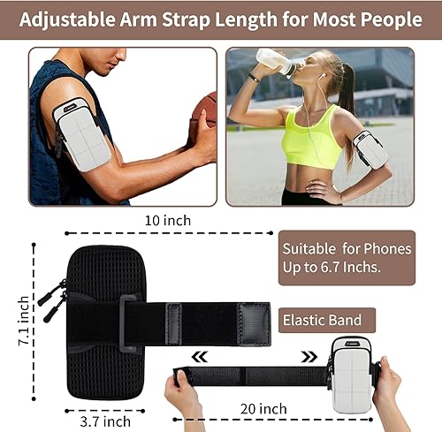 Miniatura 3 de Soporte para teléfono, bandas de brazo para entrenamiento, uso para correr, caminar, senderismo y ciclismo (blanco grisáceo)