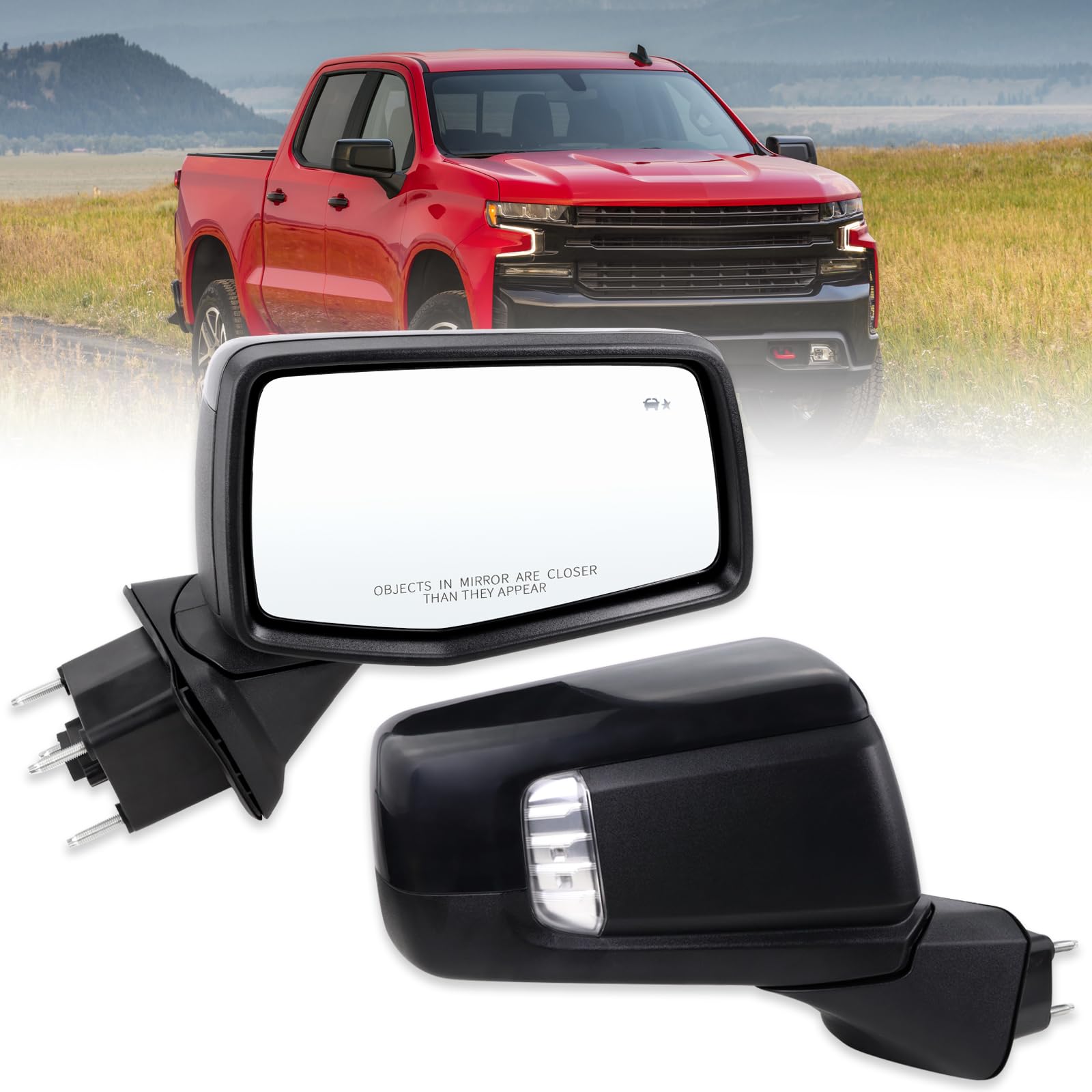 Amazon.com: Lqito 右乘客側後視鏡相容於2019-2025 Chevy Silverado