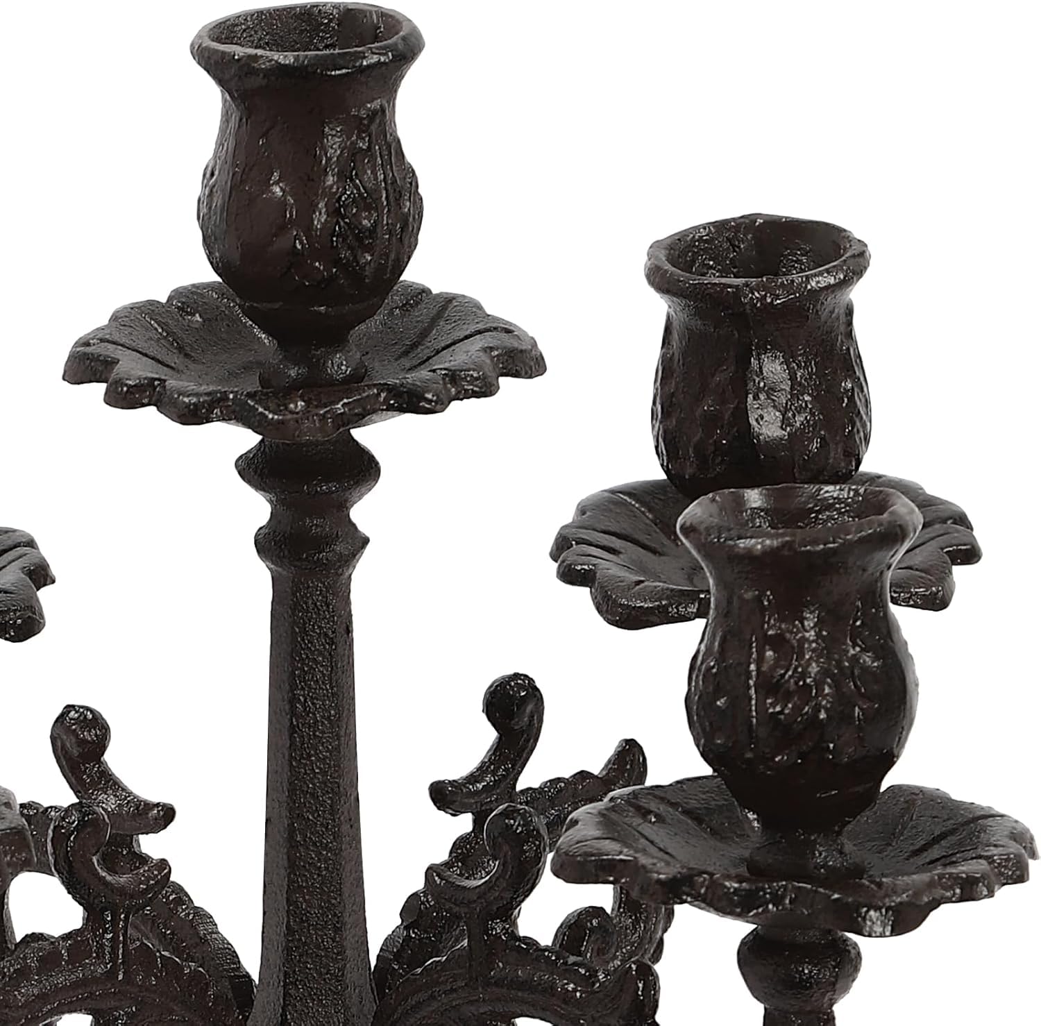 Portacandele Vintage A 5 Bracci in Ghisa - Elegante Portacandele Antico A Cono per Tavolo da Pranzo, Feste, Natale E Compleanni - Centrotavola Resistente