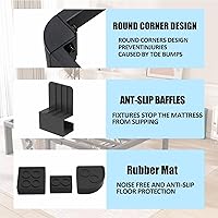 Vista 4 de FUIOBYVV Marco de cama individual de 14 pulgadas con esquinas redondeadas y agujero en el cabecero, retenedores de colchón, listones de acero