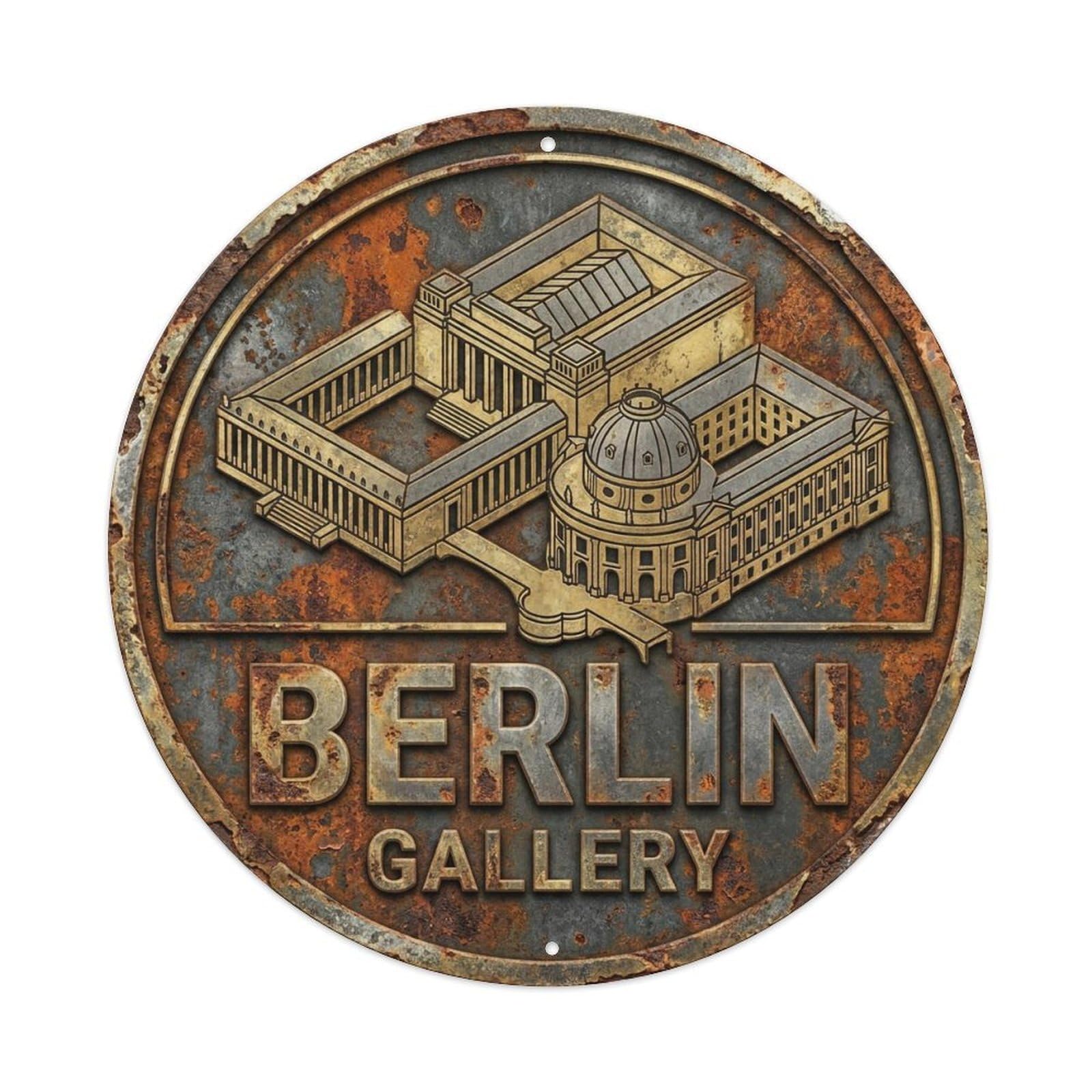 Yrnq 8X8inch Vintage Style Vintage Travel Berlin Germany Museum Metal Tin Sign