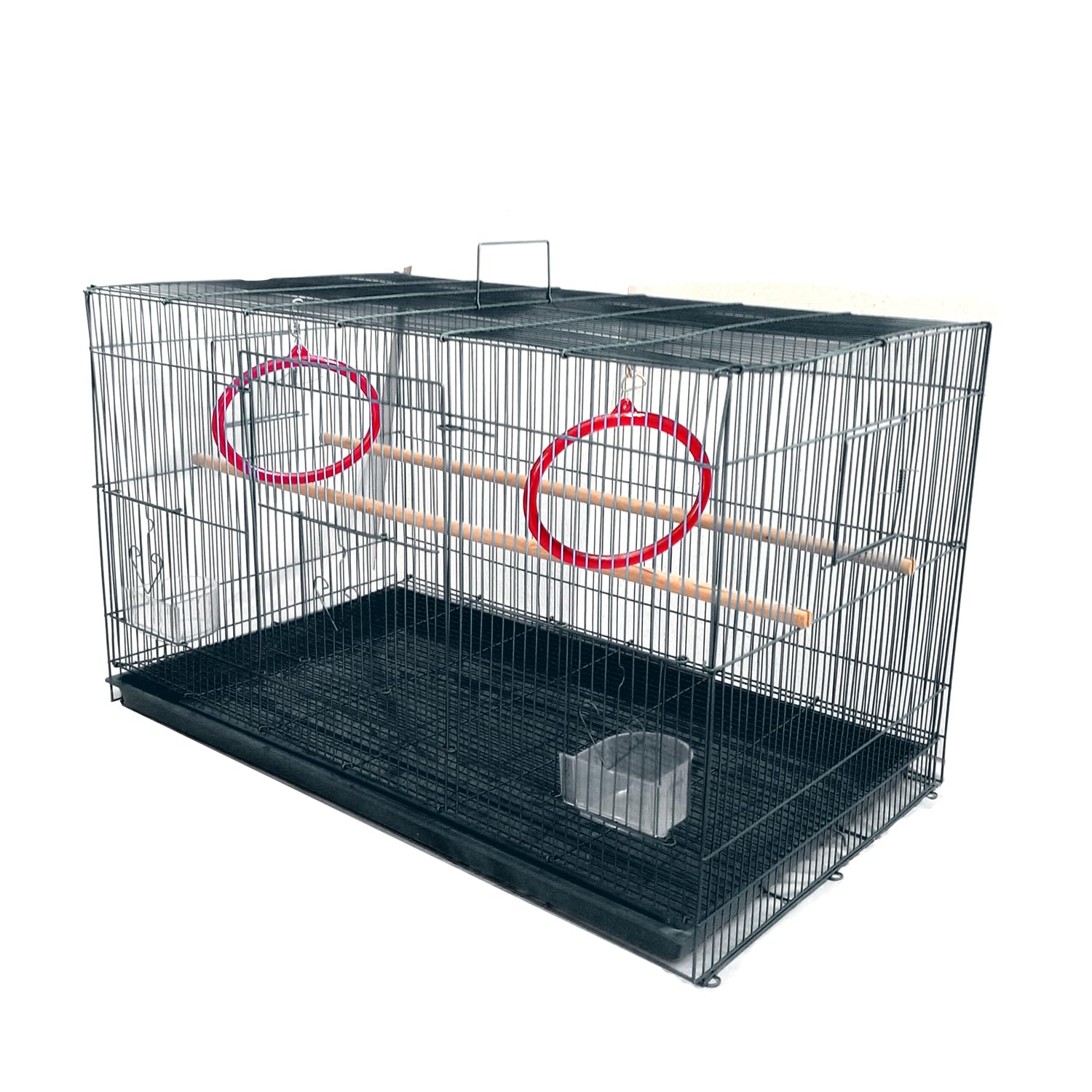 Smiling Pets Metal Bird Cage 2.5 Feet | Spacious Parakeet, Lovebird, Parrot, Budgie & Cockatiel Cage with Hammock | 30 x 18 x 18 Inch Black Durable Cage for Birds, Safe & Easy to Clean 3