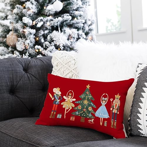 Miniatura 2 de Fundas de almohada de Navidad de 12 x 20 pulgadas, cascanueces rojos, decoración de Navidad, decoración de invierno, vacaciones, funda de cojín para