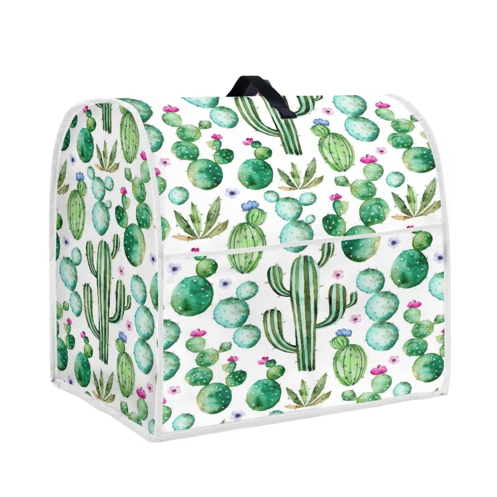 HUGS IDEA Tropical Cactus Kitchen Stand Mixer Cover, Quilted Polyester Kitchen Small Appliance Dust Cover Food Mixer Blender Dust Cover with Top Handle