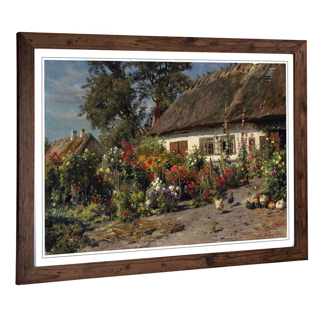 Big Box Art Framed Print of Peder Mork Monstead A Cottage Garden Design | Wall Art Picture | Home Decor for Kitchen, Living Room, Bedroom, Hallway, Walnut, A2 / 24.5x18 Inch / 62x45cm