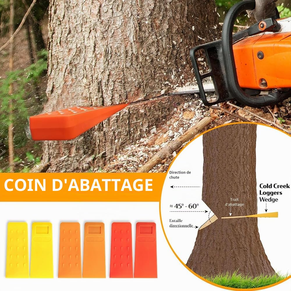 MEISHANG Coins D'Abattage D'Arbres,6 Pièces Cale Plastique Abattage,Coin D'abattage en Plastique,Cale Abattage pour Tronçonneuse,Coin pour Fendre Le Bois,Cale D'abattage