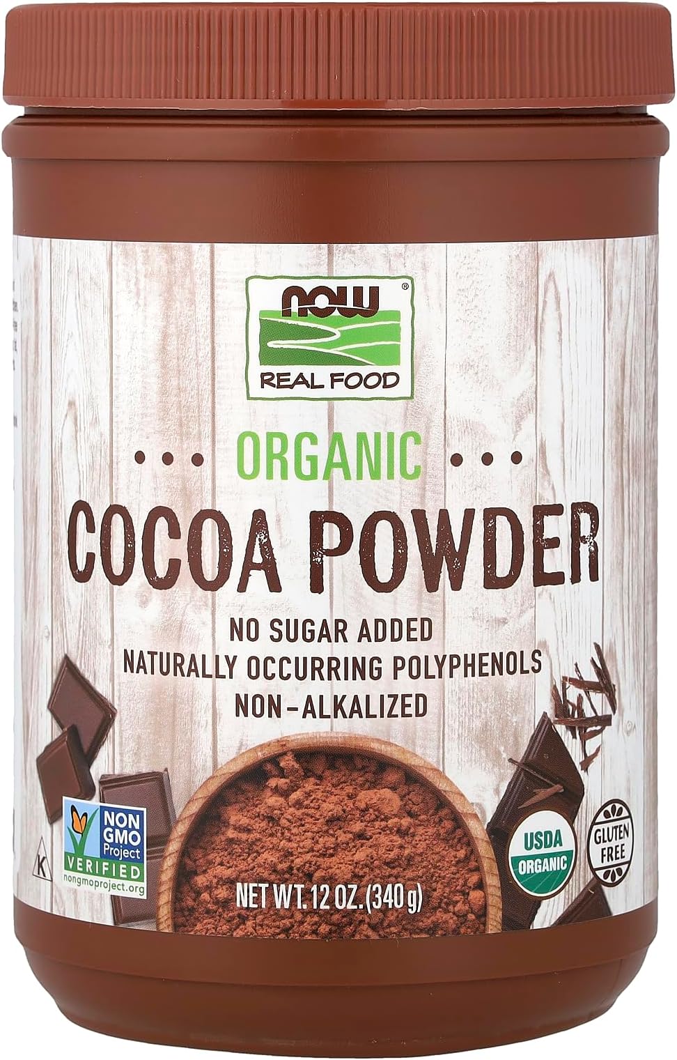 NOW Foods Organic Cocoa Powder, Unsweetened-12 oz