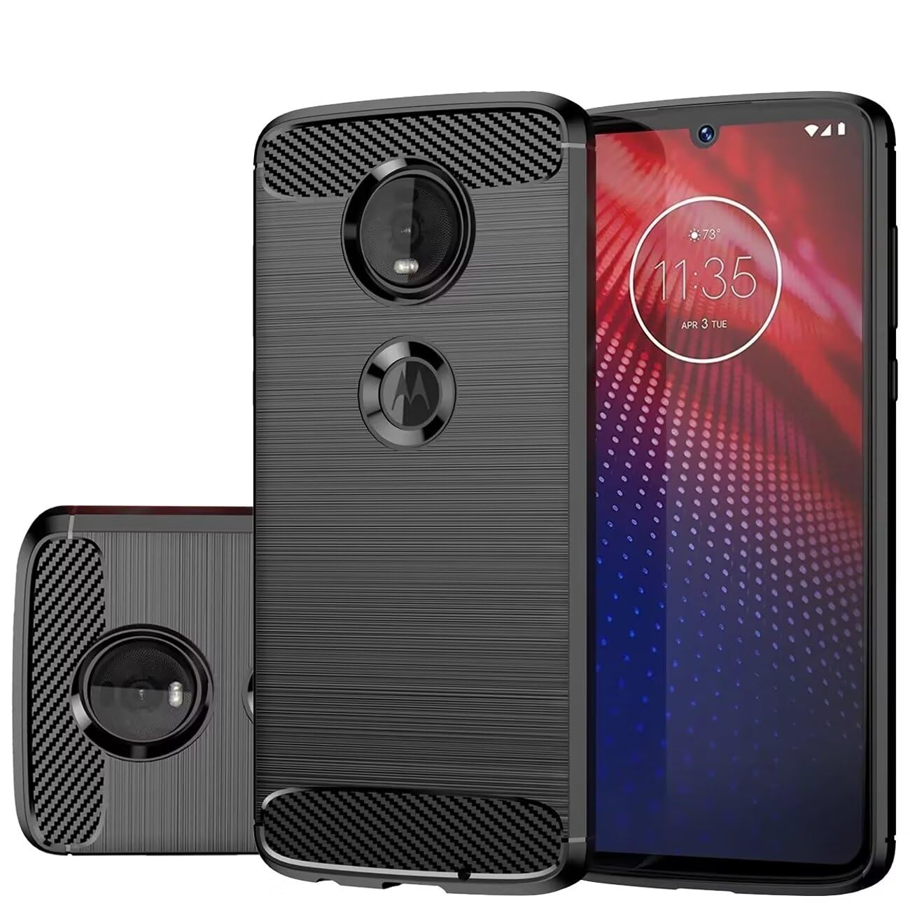 Gufuwo Case for Moto Z4/Moto Z4 Play/Moto Z4 Force Case, Slim Thin Carbon Fiber Phone Case TPU Soft Back Cases Anti-Scratch Shockproof Protective