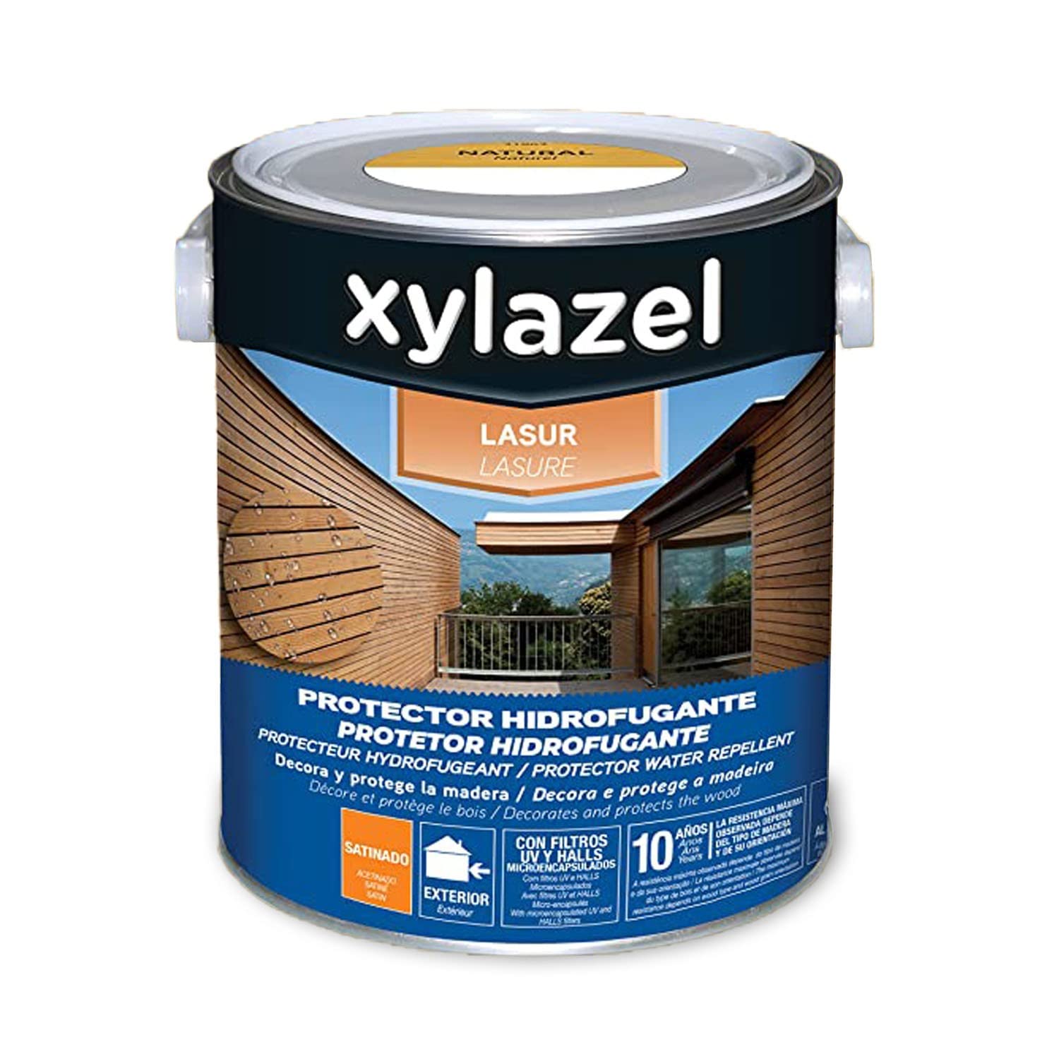 XYLAZEL 2163204 Lasur Protector Hidrofugante Satinado, Color Natural, 2.5 l