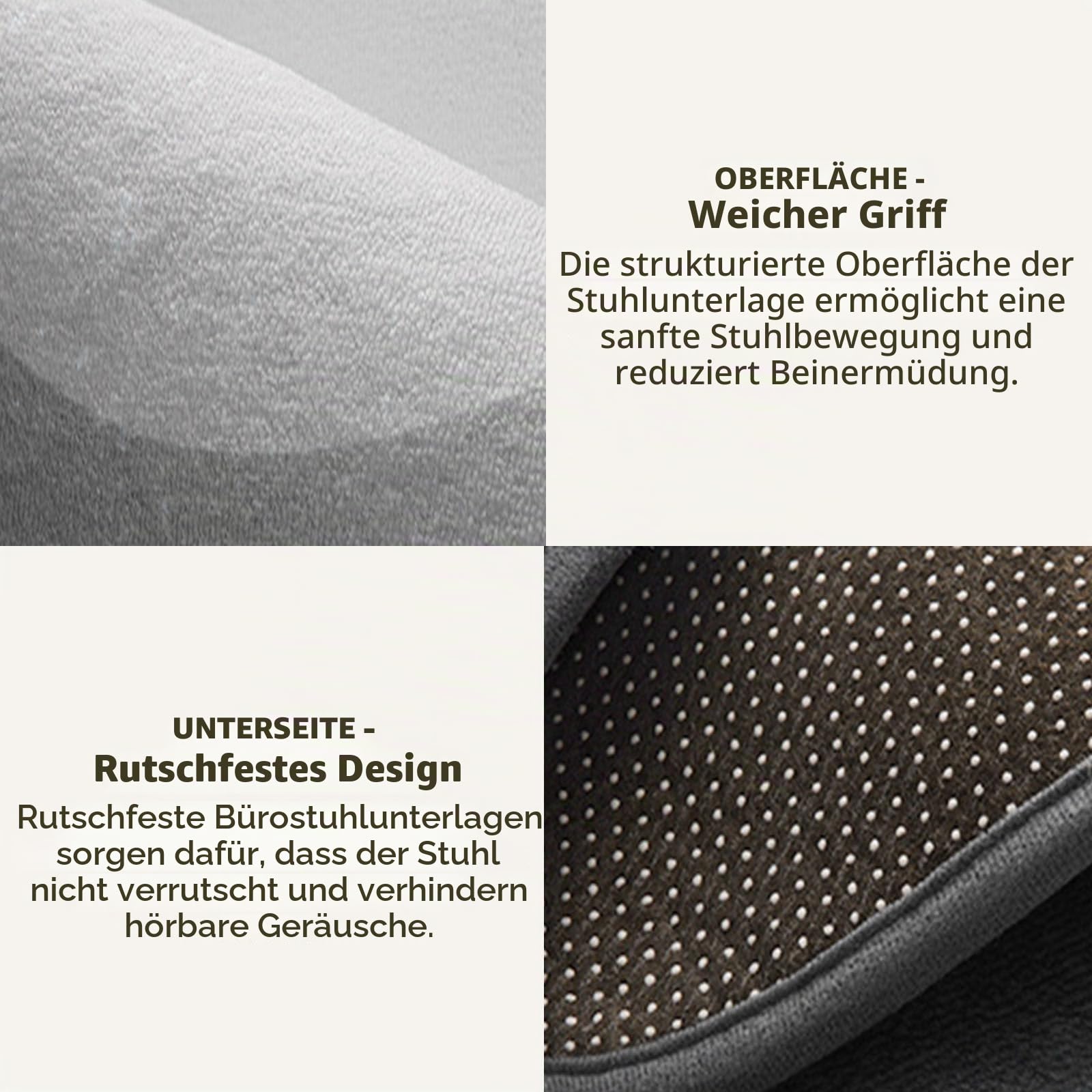 Surwin Bürostuhl Unterlage Teppich, Solide Farbe Bodenschutzmatte für Bürostuhl Hartböden Parkett Laminat, Kurzflor Bodenmatte Stuhlunterlage rutschfest Bürostuhlunterlage (Graubraun,120x140cm)