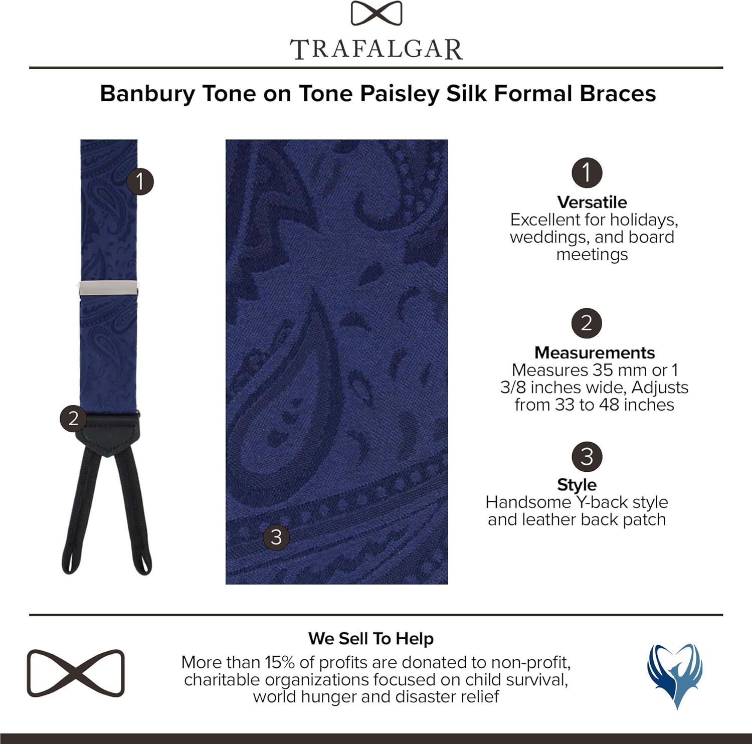 Trafalgar Men's Banbury Tone on Tone Paisley Silk Formal Braces (Suspenders)