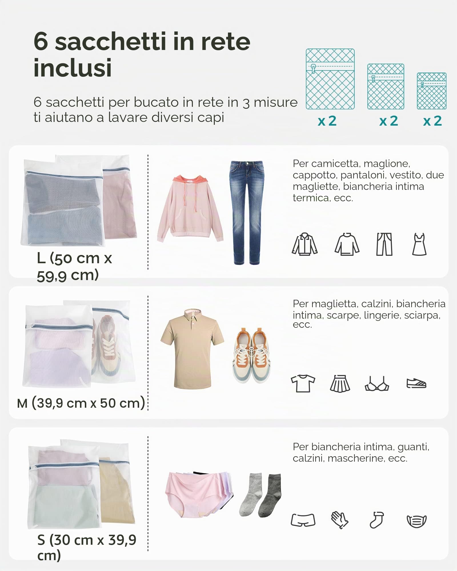 SONGMICS Cesto portabiancheria con coperchio, cesto per biancheria da 90 l, con 2 sacchetti rimovibili e 6 sacchetti in rete, cesto portabiancheria in vimini, doppio cesto portabiancheria per bagno,