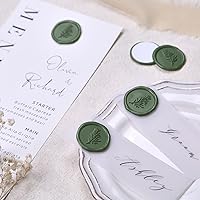 Vista 4 de UNIQOOO Calcomanías de Sello de Cera - Calcomanías de Sello de Sobre de Invitación de Boda de Romero, 100 Piezas de Calcomanías Autoadhesivas Verde