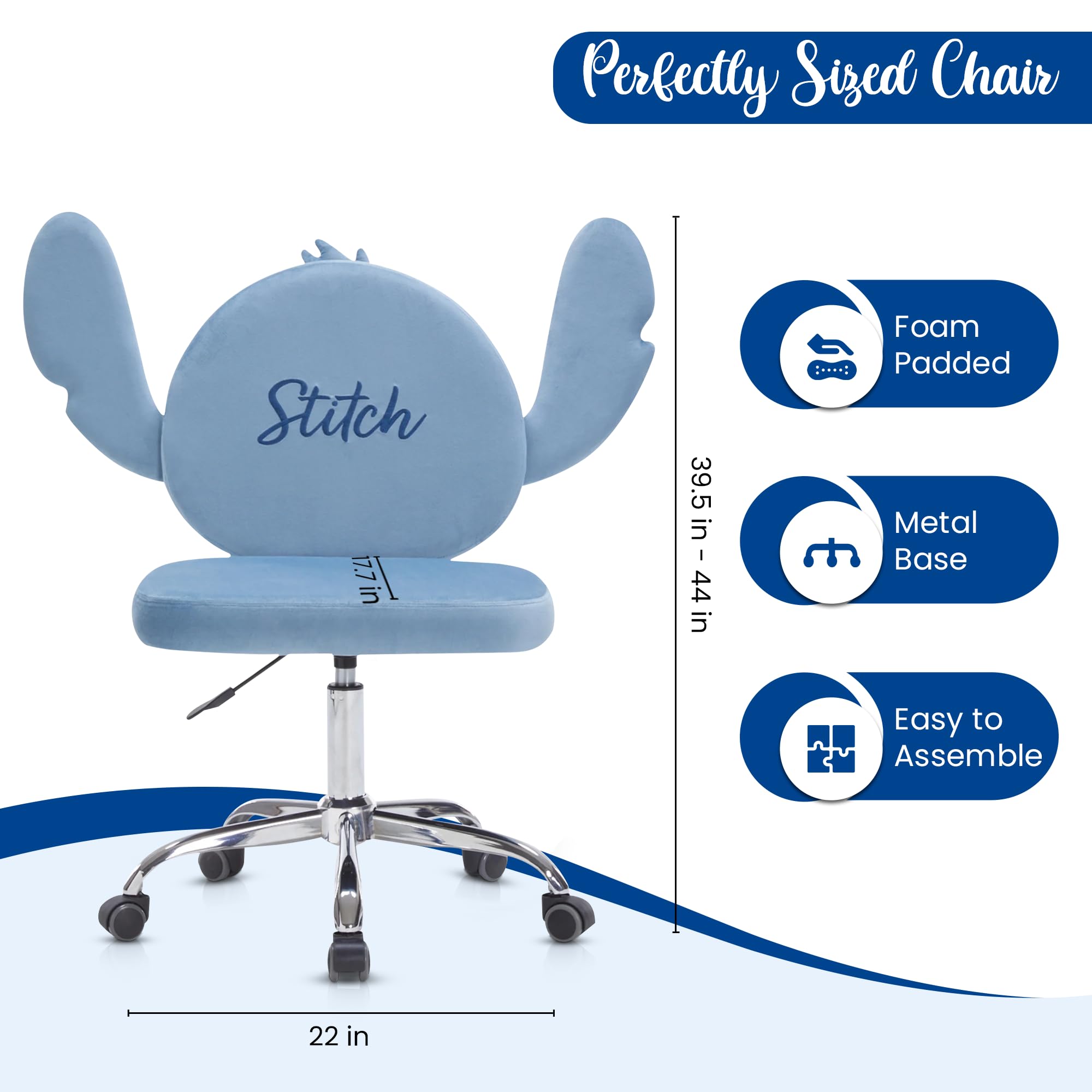 Impressions Vanity Stitch Cadeira giratória com rodas, espuma de