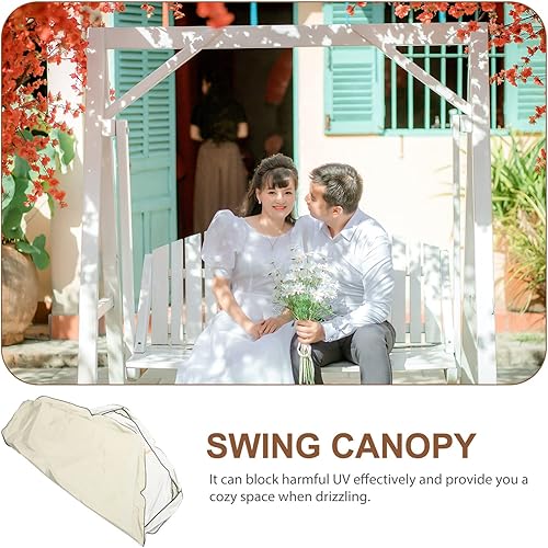 Miniatura 6 de Cabilock Toldo de repuesto para silla de columpio al aire libre, toldo para muebles, parasol UV para asiento de patio, tres asientos, 76.8 x 49.2 in