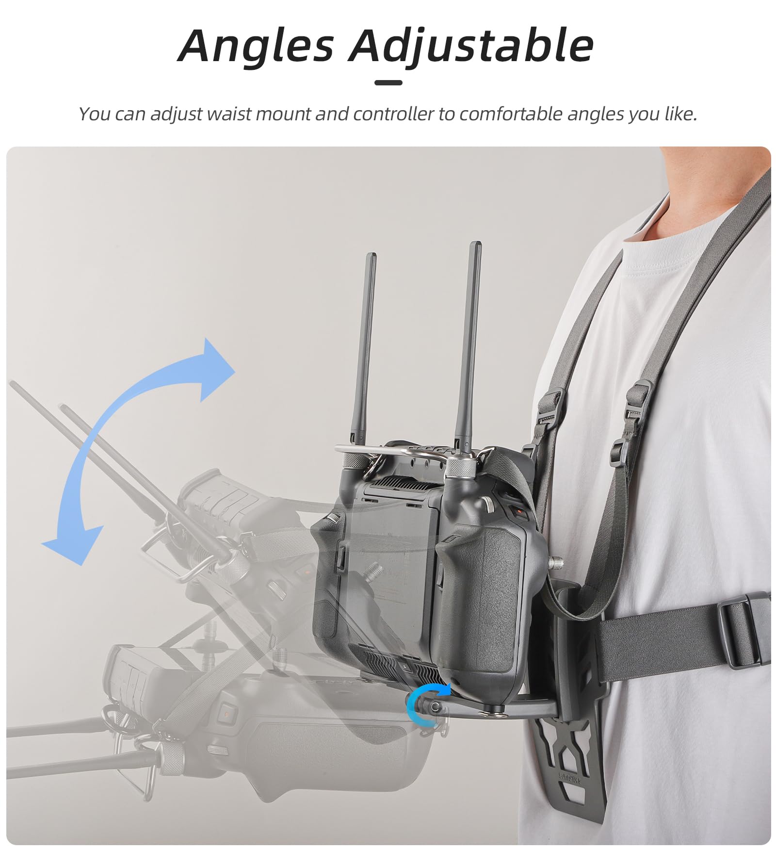 Support Ergonomique pour DJI RC Plus Support Réglable pour Télécommande de Drone Support de Veste Support Ventral Sangle de Poitrine Accessoire