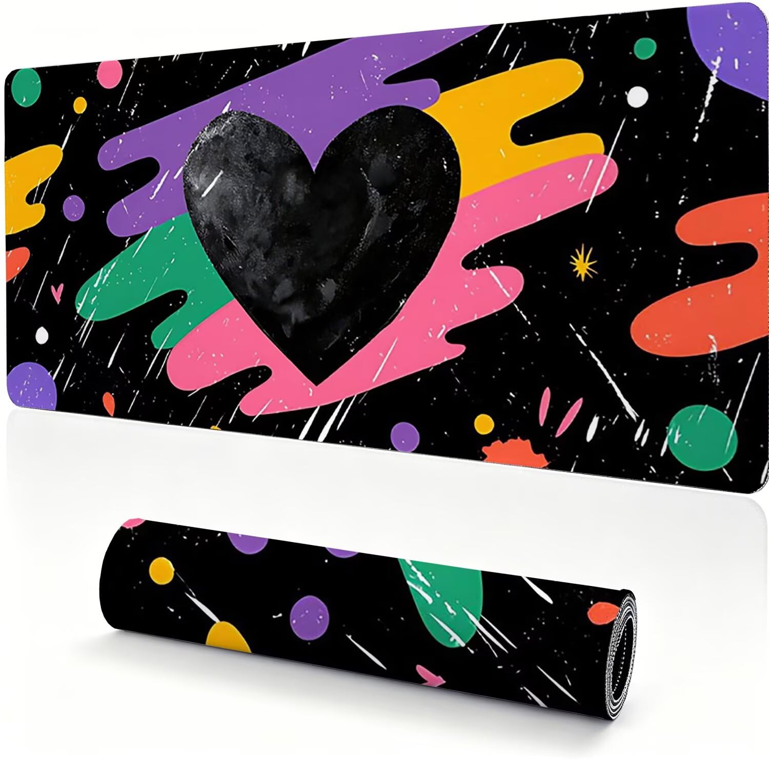 Tappetino Mouse Gaming XXL, Mousepad 1200x600x4mm nero Amore 0x0-219 | Tappetino Scrivania con Base in Gomma Antiscivolo Bordi Cuciti per Computer, PC, Migliora la Precisione e la Velocità