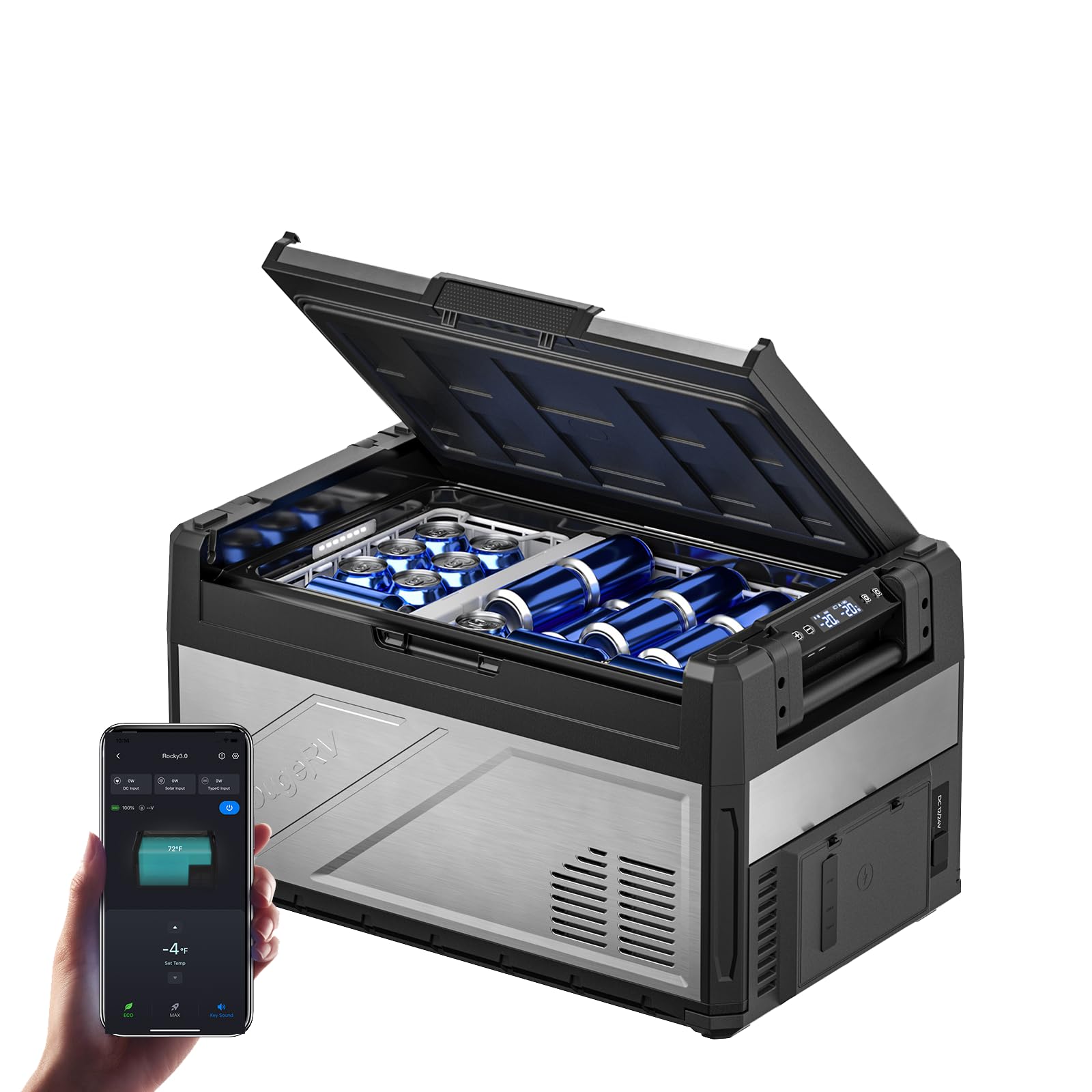 BougeRV 12V Refrigerator Rocky V3.0 41QT, -4°F~68°F, Dual Zone Car Freezer