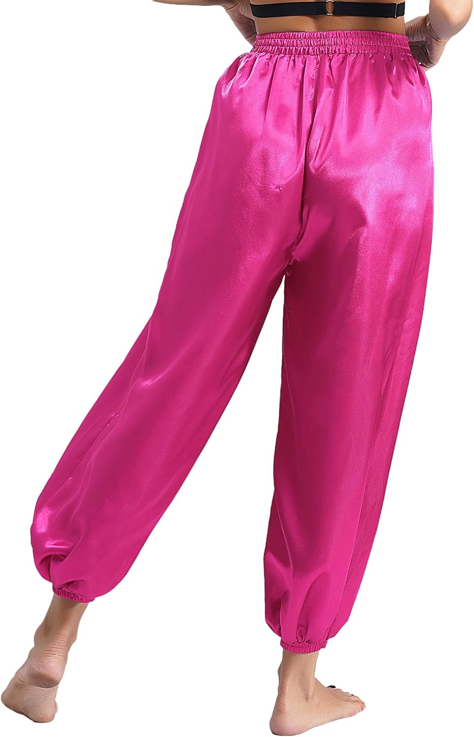 Women Elastic Waist Belly Dance Pants Satin Lantern Pants Harem Pants Trousers Workout Pants
