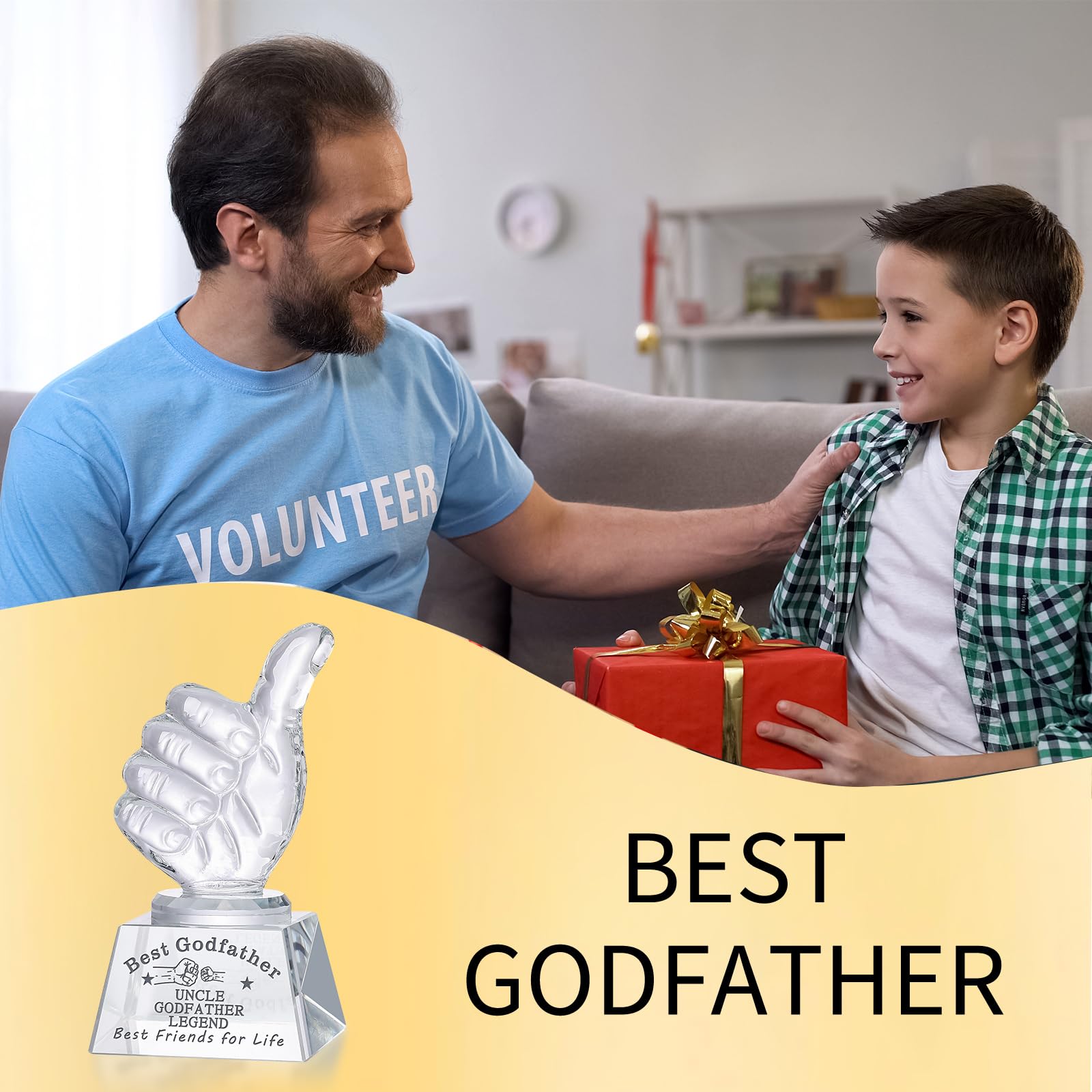 LONGWIN Godfather Gift Crystal Awards with Thumbs Up, Godfather Fathers Day, Birthday, Christmas, Thanks Giving Day Gifts from Godchild