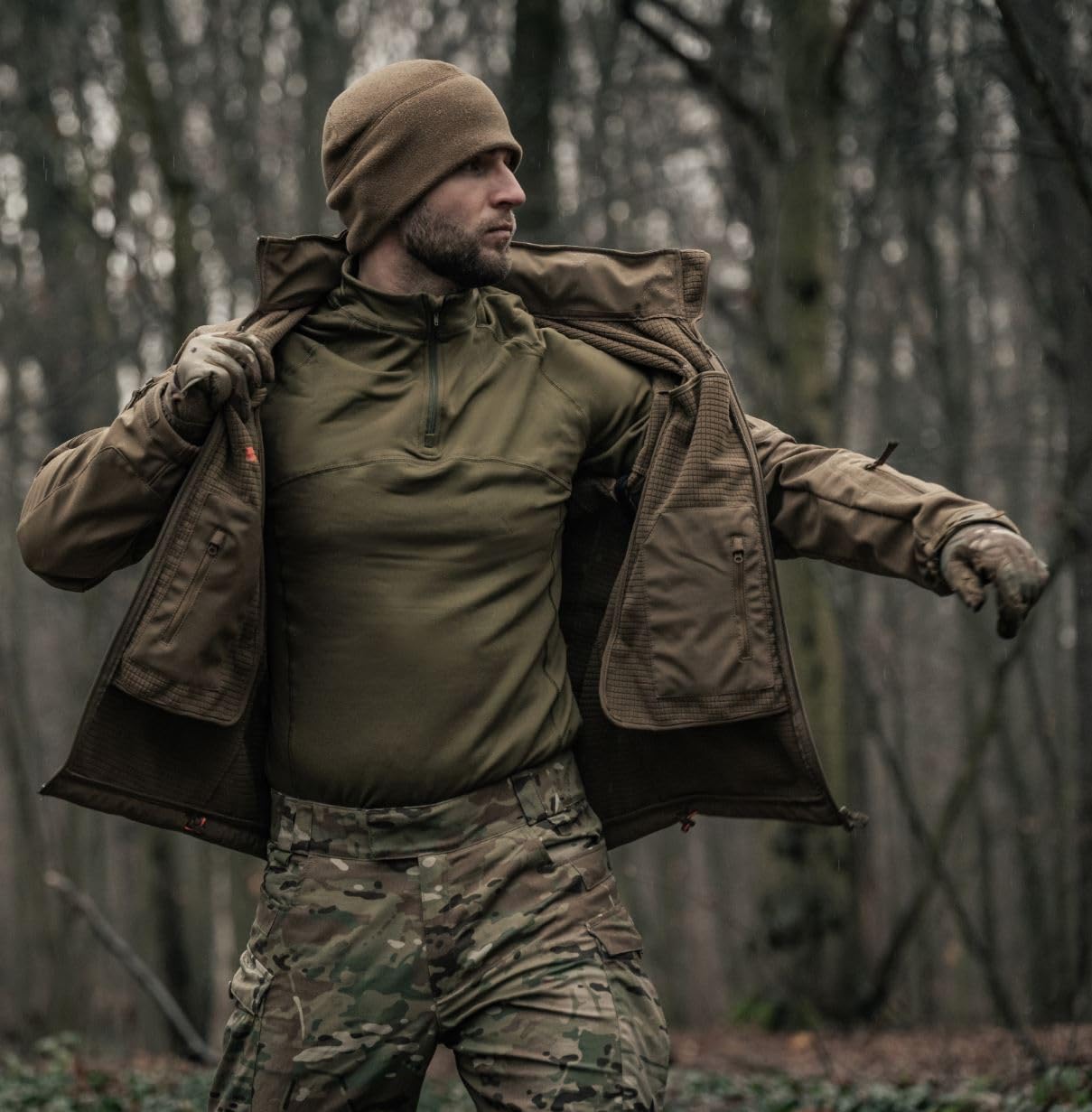 Military Wear Tactical Level 2 - Juego de ropa interior térmica para hombre con cremallera, camiseta de compresión, ropa interior térmica, ropa interior cálida, capa base, supervivencia, deporte