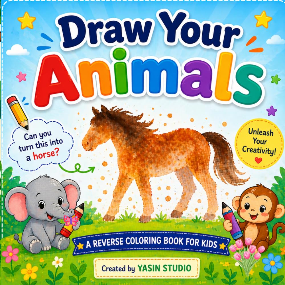 Draw Your Animals with Imagination! – A Reverse Coloring Book for Kids: Turn Colors into Creative Animal Drawings | Fun & Creative Reverse Coloring Book for Kids Ages 3–6