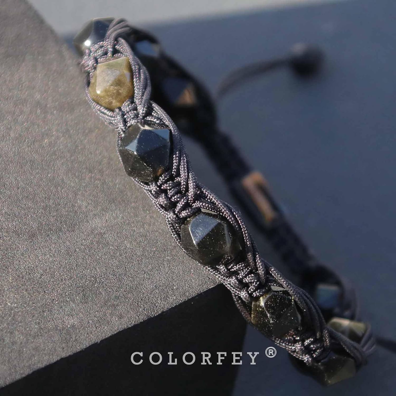 Protection Crystal Beaded Bracelets for Men Women Handmade Tiger Eye Obsidian Gemstone Bracelet Mens Rope Bracelets Unique Faceted Bead Set, Natural Energy Gifts for Father Husband Son - Image 4