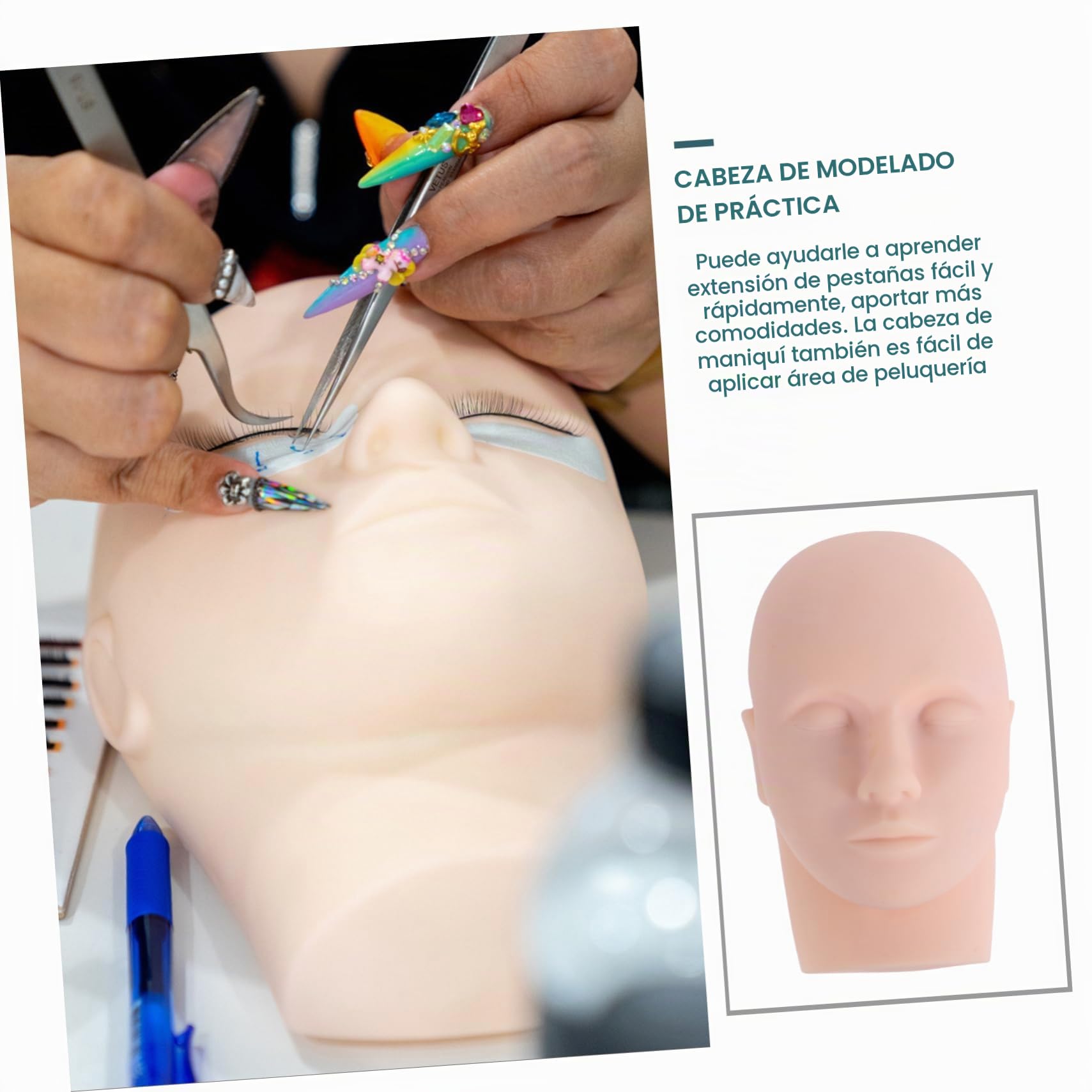 Maniquí De Práctica Para Maquillaje y Extensiones De Pestañas Cabeza De Cosmetología Para Entrenamiento Para Práctica De Maquillaje y Masaje Facial